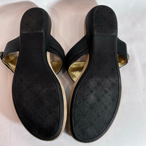 LAUREN RALPH LAUREN Sz 10B Vegan Leather Toe Post Side Buckle Slip On Sandals - Picture 8 of 9